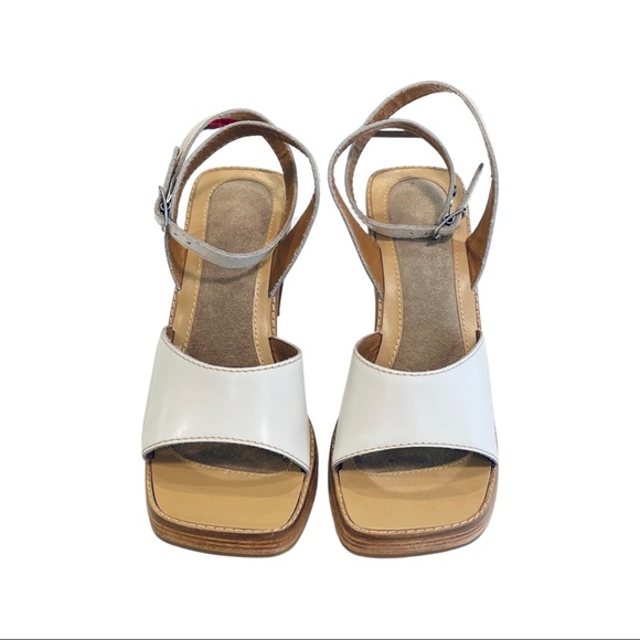 Women's Sandals, ROX, White, Wood Sole and Heel, Adjustable Ankle Strap, Size 6 - Picture 3 of 10